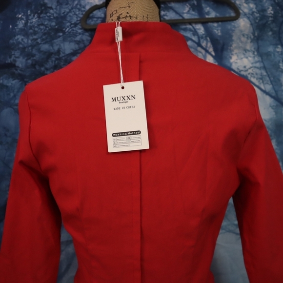 PIN UP DRESS M Red Retro Pin-up Rockabilly Long-sleeved V-neck Dance Matte 60s - Picture 11 of 14